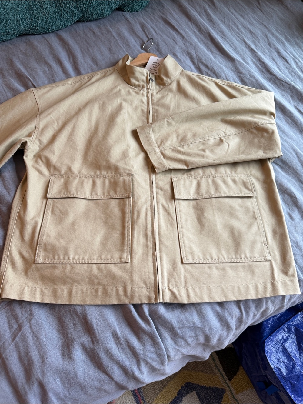 NWT H&M Light Beige Stand up collar utility chino Jacket